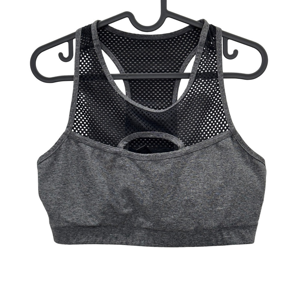 90 DEGREE BY REFLEX Sports Bra Women Size L Black Perforated Gray Gym Workout